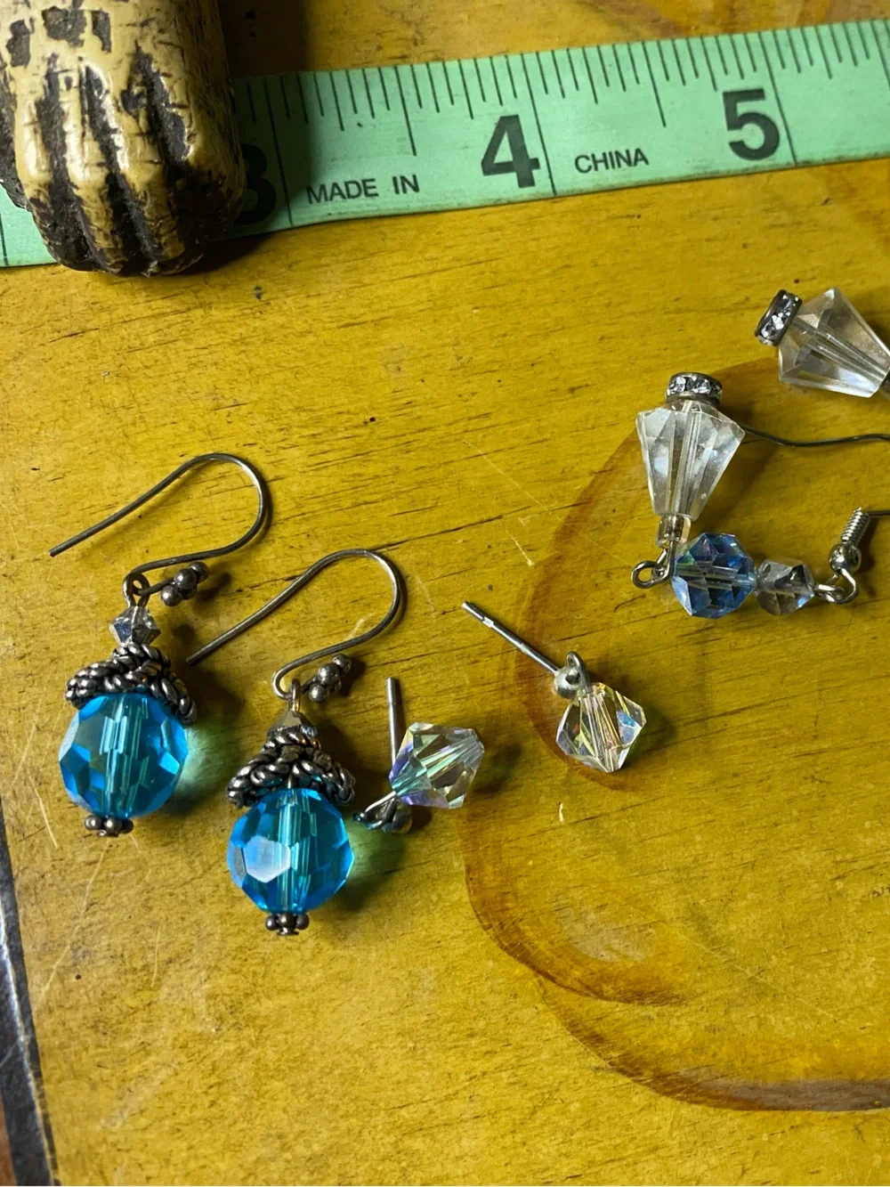 Vintage Blue Crystal Dangle Earrings Set